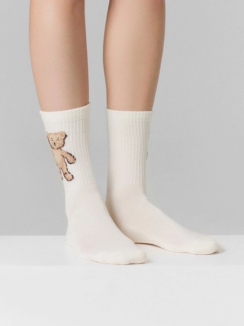 Носки женские кремовые с изображением медвежат в наборе, 3 пары, фото 5 из 15