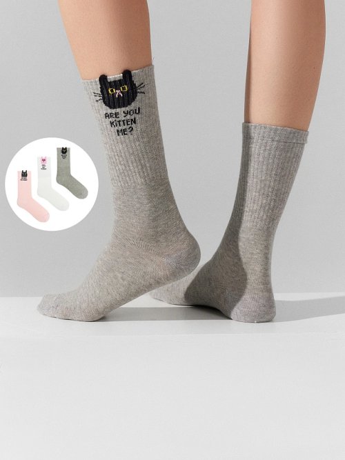 Носки женские высокие в наборе, 3 пары, фото 1 из 6