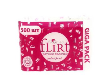 Палочки ватные FLIRT в полиэтилене, 500 шт