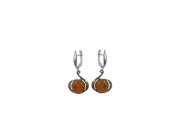 Серьги длинные, серебро 925 проба, вставка янтарь