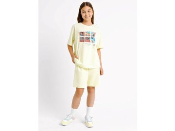 Шорты оверсайз для девочек пастельно-зеленые с декором Марк Формель