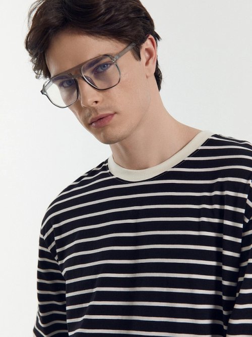 Лонгслив мужской молочный в черную полоску, фото 9 из 9