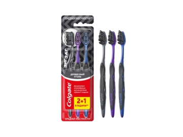 Зубная щетка Colgate Древесный уголь ЗигЗаг 2+1