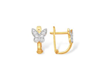 Серьги детские 7 Карат, красное золото 585 проба, вставка фианит