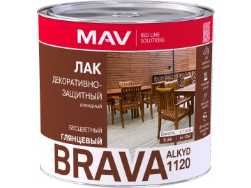 Лак BRAVA ALKYD 1120 декоративно-защитный (ПФ-1120) бесцветный глянцевый  2,4л (1,7 кг)