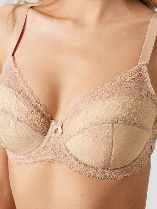 Бюстгальтер макси с кружевным декором в цвете "обжаренный миндаль", фото 4 из 18