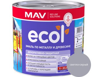 Эмаль ECOL по металлу и древесине (ПФ-115) светло-серая глянцевая  2,4л (2 кг)
