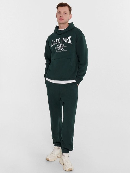 Комплект мужской (худи, брюки) зеленый с печатью, фото 1 из 6