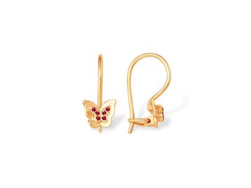 Серьги детские 7 Карат, красное золото 585 проба, вставка фианит