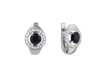Серьги с английским замком Corde, серебро 925 проба, вставка фианит