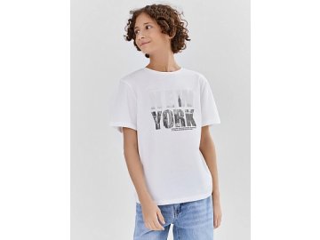 Футболка для мальчиков белая с надписью "New York" из хлопка