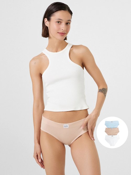 Трусы женские слипы мультипак (3 шт.) в персиково-розовом цвете, фото 1 из 10