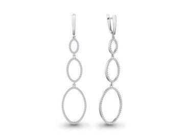 Серьги длинные Aquamarine, серебро 925 проба, вставка фианит