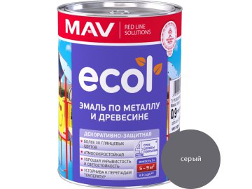 Эмаль ECOL по металлу и древесине (ПФ-115) серая глянцевая  1,0л (0,9 кг)