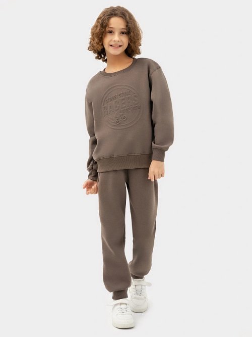 Джемпер для мальчиков коричневый с печатью, фото 2 из 8