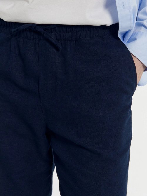 Брюки мужские темно-синие из хлопка и льна, фото 7 из 7