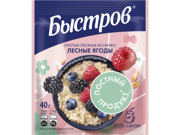 Хлопья"БЫСТРОВ"(овсян,лес.ягоды,НТВ)40г в Дятлово Евроопт