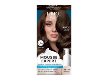 Краска-мусс стойкая для волос ГЛИСС КУР Mousse Expert, тон 6-00, 85 мл