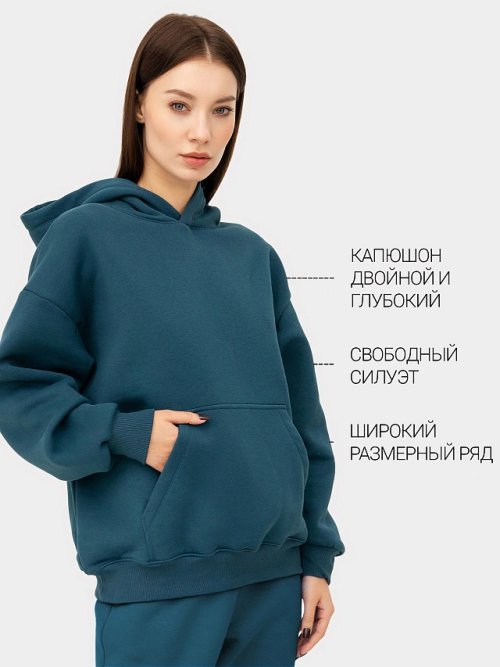 Худи женское в бирюзовом оттенке, фото 1 из 24