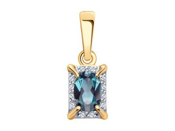 Подвеска декоративная Diamant, красное золото 585 проба, вставка бриллиант/александрит