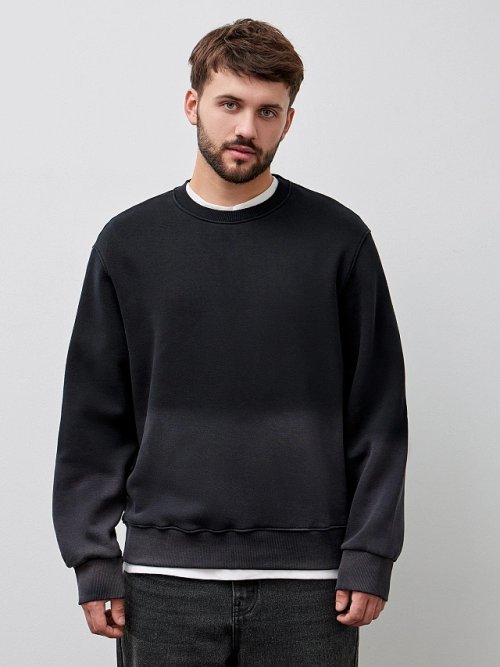 Джемпер мужской черный с градиентом с начесом, фото 2 из 8