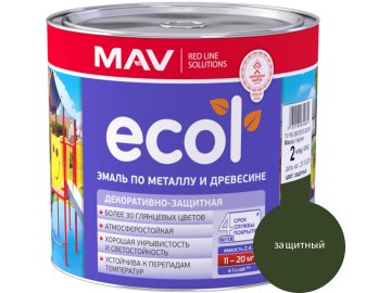 Эмаль ECOL по металлу и древесине (ПФ-115) защитная глянцевая  2,4л (2 кг)