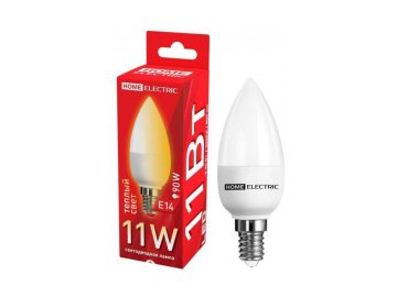 Лампочка home electric 11w е14 230v 3000k (cвеча) Электросила