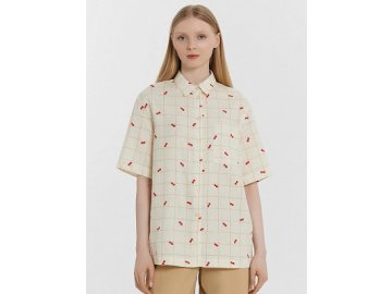 Рубашка женская бежевая в клетку