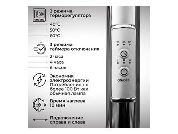 Полотенцесушитель Маргроид Ferrum Вид 10 СНШ 80/50 (графит, скрытого монтажа, таймер справа)