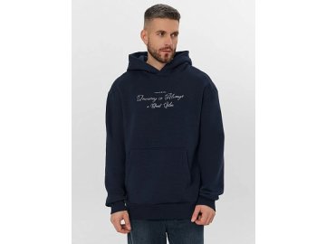 Теплое худи мужское синее с начесом