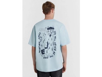 Футболка мужская голубая с принтом и надписью "You will never be the same "