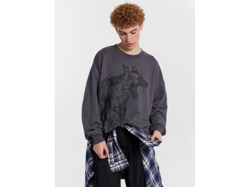 Свитшот мужской серый с принтом "Заповедный напев"