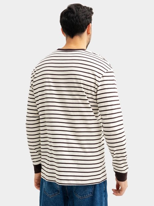 Лонгслив мужской в молочно-шоколадную полоску, фото 3 из 5