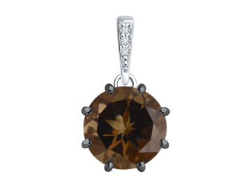 Подвеска декоративная Diamant, серебро 925 проба, вставка фианит/раухтопаз