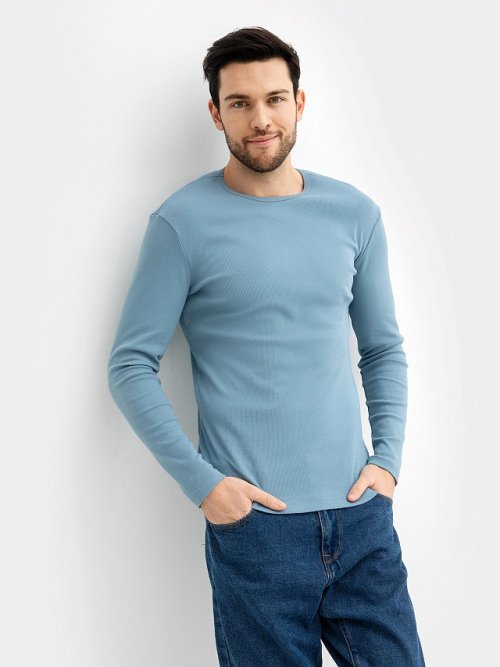 Лонгслив мужской в серо-голубом цвете, фото 1 из 5