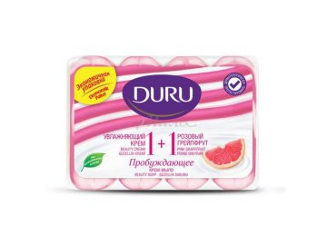 Крем-мыло  DURU 1+1 туалетное Увлажняющий крем и розовый грейпфрут, 4 x 80 г