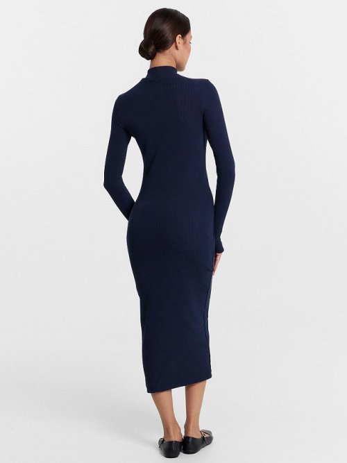 Прилегающее платье в рубчик графитового цвета, фото 3 из 6