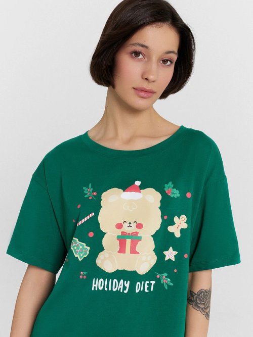 Сорочная ночная женская с новогодним принтом "Holiday Diet", фото 4 из 8