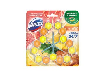 Блок для очищения унитаза ДОМЕСТОС Пауэр 5 Сила тропиков, 3 х 50 г