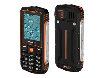 Мобильный телефон Maxvi R10 + ЗУ WC-112 (черный/оранжевый)