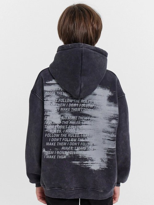 Худи для мальчиков черное с обработкой эйсид, фото 5 из 8