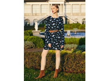 Платье женское черное с голубыми цветами