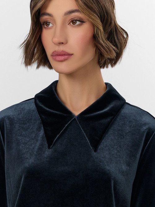 Поло велюровое женское черное, фото 4 из 6