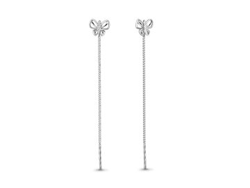 Серьги цепочки Aquamarine, серебро 925 проба, вставка фианит