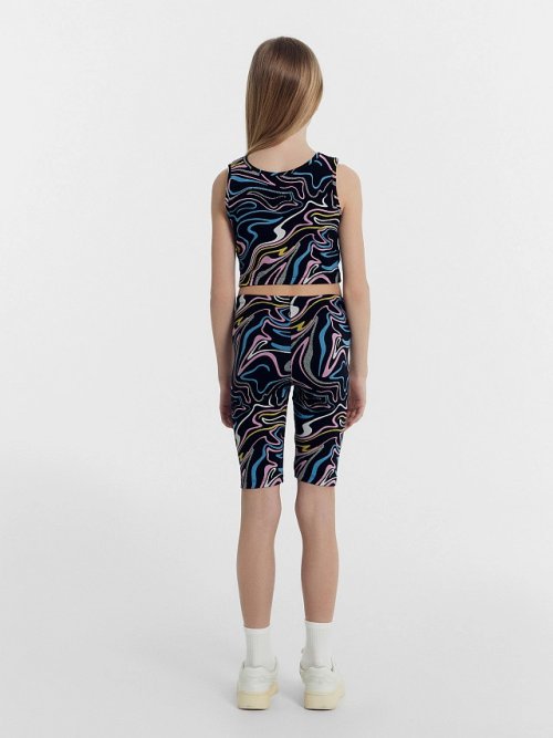 Топ для девочек в черном цвете с принтом "линиии", фото 4 из 6