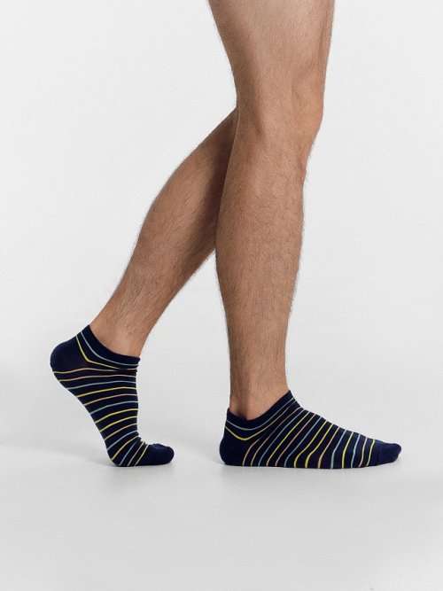 Носки мужские темно-синие с рисунком в виде полосок, фото 1 из 12
