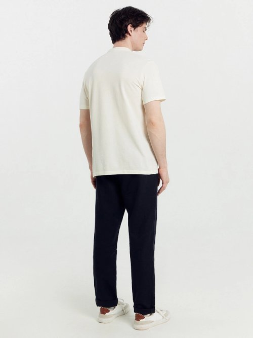 Джемпер-поло хлопковый в бело-молочном цвете, фото 4 из 7