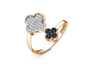 Кольцо декоративное Иллада, красное золото 585 проба, вставка фианит