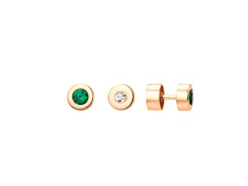 Серьги пусеты LUCKY DIAMOND, красное золото 585 проба, вставка бриллиант