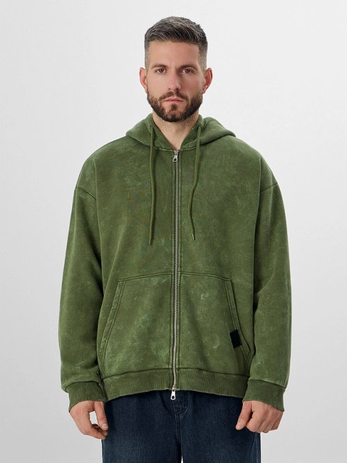 Толстовка мужская на молнии зеленая, фото 1 из 7